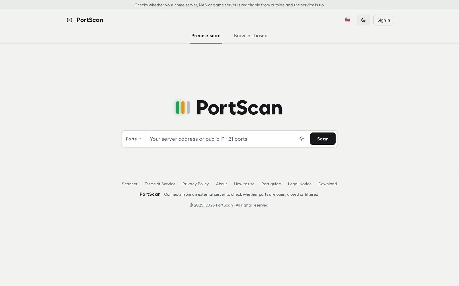 PortScan 영어 화면